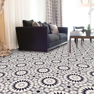Antislip vloerstickers met beschermlaag - Bloemenmozaïektegels - 1 sticker van 60x100 cm