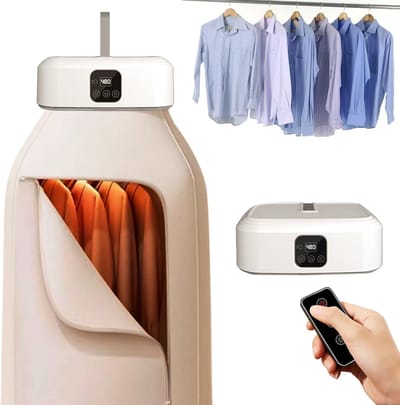 Wasdroger - Droger - Draagbare elektrische droger - Opvouwbare droger - UV-sterilisator - 360° hetelucht - Mini-droger - Verstelbaar - Ideaal voor thuis, op reis, in de camper en in compacte wasruimtes - Wit