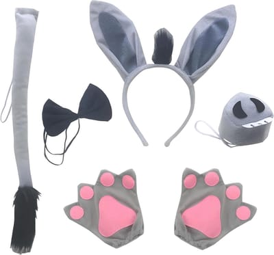 Complete Set van 6 Delen voor Dierenkostuum met Ears, Staart en Handschoenen voor Halloween en Verjaardagsfeestjes