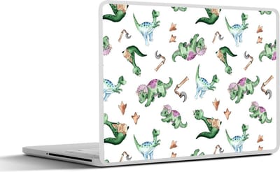 Laptop sticker - 14 inch - Dinosaurus - Patroon - Kinderkamer - Jongens - Meisjes - Kids - 32x5x23x5cm - Laptopstickers - Laptop skin - Cover