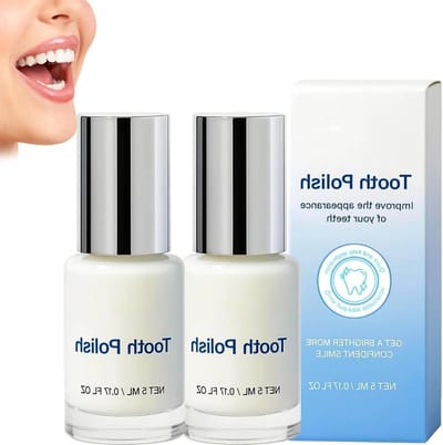 Set van 2 tandpolish, 5 ml, voor het verwijderen van vlekken en het verkrijgen van een stralend witte glimlach, tandverzorging en tanden bleken