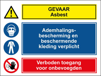 Bouwplaats gevaar asbest sticker 280 x 210 mm