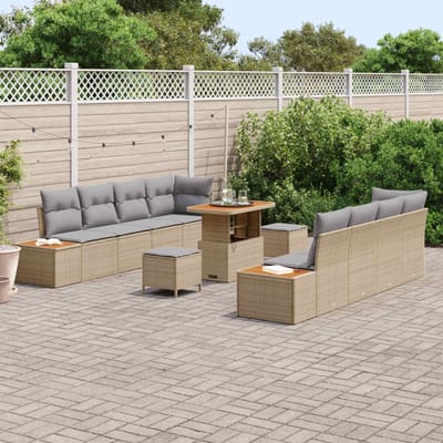 vidaXL - Tuinbank - Set - 11 - st - 10-Aantal - zitplaatsen - Beige - en - Lichtgrijs