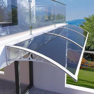 Deurluifel Huisdeur - Regenscherm Buiten - Bescherming tegen Weer - Geluidsarm Polycarbonaat - 100 x 240 cm - Wit