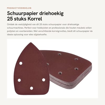 Dailygoods- Schuurpapier Set 25 Stuks - Schuurpapier Driehoek 9,9 x 13,9 cm - Korrel 1000 - Antistatisch - Hoogwaardig Aluminiumoxide - Geschikt voor Houtbewerking - Schuurmachinepapier