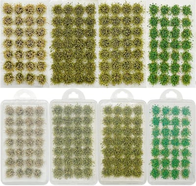 112PCS Static Grass Model, 4 Kleuren Bushy Tuft Bloemclusters voor DIY Architectuur en Modelspoor Landschap Decoratie