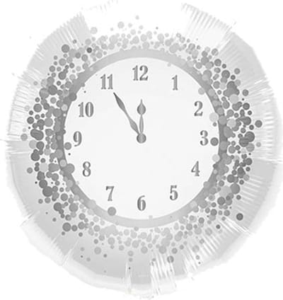 Folat - Folieballon klok Wit/Zilver