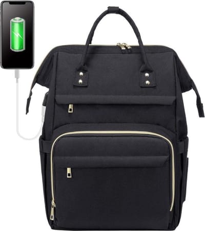 laptoprugzak dames 17 inch, waterdichte stijlvolle zakelijke rugzakken met handvat USB-oplaadaansluiting, schooltas schoolrugzak, voor universitair reizen, grijs