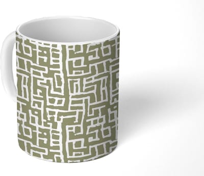 Mok - Koffiemok - Grafisch - Patroon - Groen - Mokken - 350 ML - Beker - Koffiemokken - Theemok