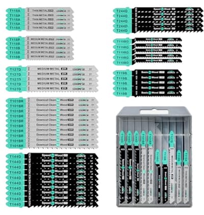 Decoupeerzaagbladen met T-schacht, 50 stuks - HCS/HSS voor hout, kunststof en metaal