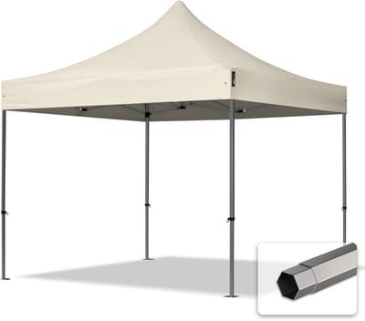 3x3 m Easy Up partytent Vouwpaviljoen, PREMIUM staal 40mm, crème