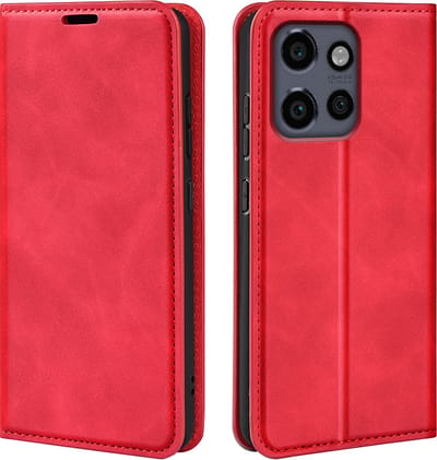 MobyDefend Hoesje - Geschikt voor Motorola Edge 50 Neo / Edge 60 Neo - Luxe Wallet Bookcase (Magnetische Sluiting) - Rood