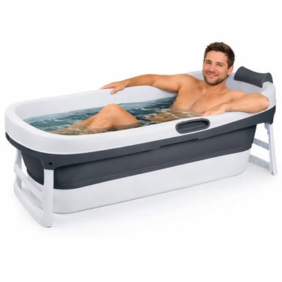 HelloBath® Opvouwbaar bad - XL James (Basic) - Cool Grey - 148cm - Inklapbaar bad - Zitbad voor volwassenen - Bath Bucket