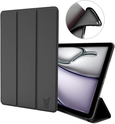 Hoes geschikt voor iPad Air 11 inch 2024 – Ook geschikt voor iPad Air 10.9 2022 / 2020 & Pro 11 2022 / 2021 / 2020 – Smart Cover met Tri-Fold Stand – Schokbestendig – Auto Wake/Sleep – TPU Backcase – Zwart