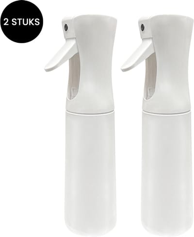 Purepeak Waterspuit Haar Set 2 Stuks - Haarspuit - 300ml - Kappersspuit - Knijpfles - Sprayfles - Waterverstuiver krullen - Wit - Plantenspuit Klein - Mist Spray Bottle