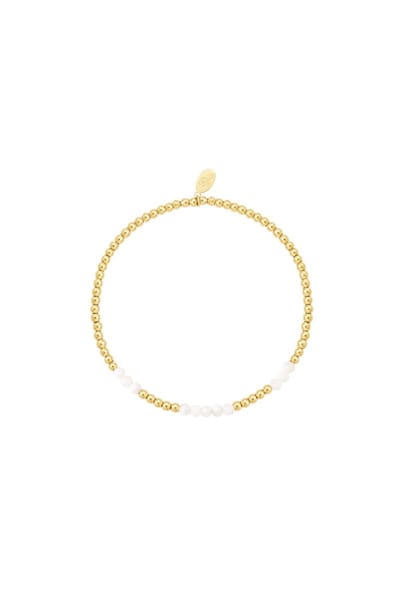 Kralen armband gecombineerd - Natuurstenen collectie Wit goud Stone