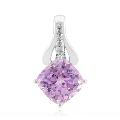 Cavill - Zilveren Hanger Palladium - 2,55 ct Kunziet Antieke Kussenslijp - 0,031 ct Rondgeslepen Zirkonen - Handgemaakt Elegant Sieraad