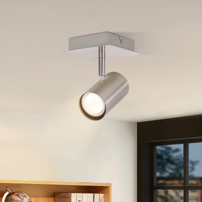 NETTLIFE Opbouwspot - vierkant - nikkel - 1-lichts - GU10 Fitting - Metaal - 330° draaibar Plafondspot - L 9cm - Moderne Plafondlamp - voor Woonkamer | Hal | Keuken - Zonder Lichtborn - Max.40W
