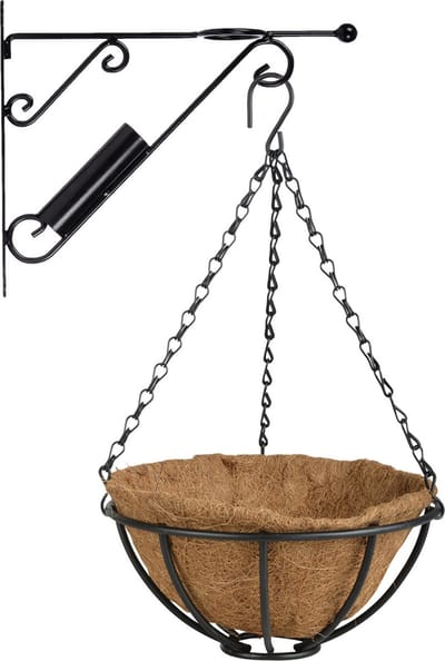 Esschert Design Hanging basket - 25 cm - muurhaak en kokos inlegvel - plantenmand