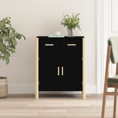 vidaXL - Dressoir - 62x38x75 - cm - bewerkt - hout - zwart