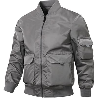 Veste de travail Manteau d'automne et d'hiver Veste bombardier Veste de vol pour homme 4XL gray
