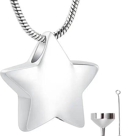 Luxe Ashanger - met Ketting (55 cm) - Voor As, Haren of Parfum - Assieraad - As Ketting - Gedenksieraad - Urn - As Hanger - Incl. As vuller en Opbergzakje - Silver Star