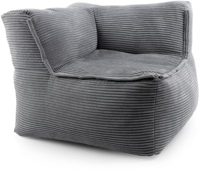 Lumaland Modulair Hoekdeel Rechts – Indoor Zitzak met Zachte Structuur, Ideaal voor Bankmodules & Pouf, Inclusief Vulling, 81x81x70 cm