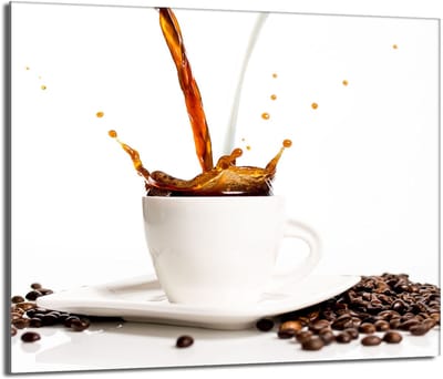TMK ArtDeko - Beschermplaat van glas - 60x52 - Geschikt voor alle kachels - Koffie design