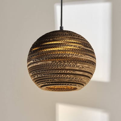 OSRAM hanglamp Decor Cardboard Ball bruin van golfkarton, lichtgewicht, E27, 260 mm diameter, lampenkap van gerecycled materiaal, duurzaam dankzij vervangbare lichtbron, eenvoudig te installeren