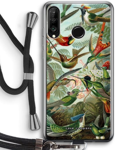 Case Company® - Hoesje met koord geschikt voor Huawei P30 Lite hoesje met Koord - Haeckel Trochilidae - Telefoonhoesje met Zwart Koord - Bescherming aan alle Kanten en Over de Schermrand