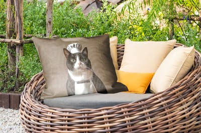 Buitenkussens - Kat - Kokskleding - Zwart - Wit - 60x40 cm - Weerbestendig