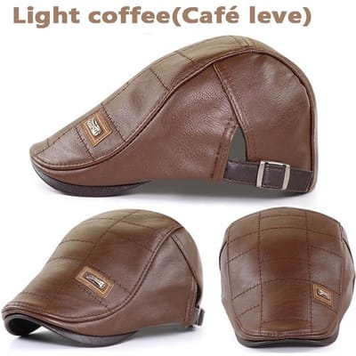 Leren Baret Hoed Retro Newsboy Hoeden Warme Pet Eendenbek Vizier Boinas Platte Petten Voor Mannen gray