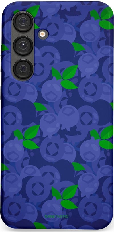 Casetastic hoesje geschikt voor Samsung Galaxy S25 Plus - Dubbellaagse bescherming - Berrytastic Blauwe Blueberry Bessen - Fashion Case - Donkerblauw Groen