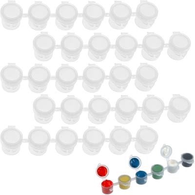 Dailygoods- Verfpotjes 30 stuks - Mini-verfpotjes - Lege verfpotten - Verfpotstrips - Voor kunstenaars - Inclusief deksel - Verfcontainers