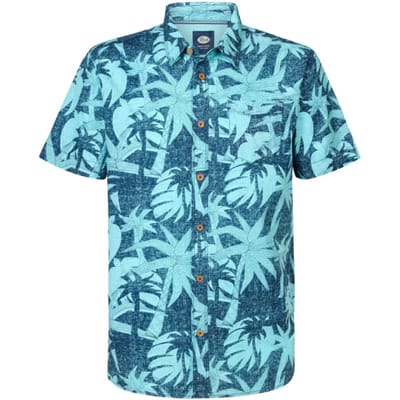 Petrol Industries - Heren Tropisch Overhemd Sandy beach - Blauw - Maat XXL