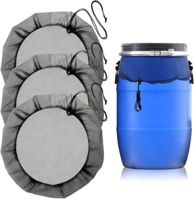 3-Pack Zwarte Regenwateropvangnetten, 60 cm Deksel, Ideaal voor Regenvaten, Bescherming tegen Bladeren en Insecten, Geschikt voor Balkons en Tuinen