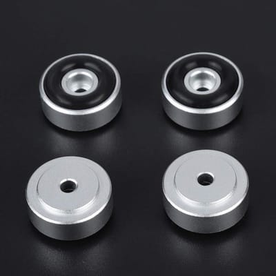 Versterker Voetjes - Isolatiemat Steundempers - Audio Verbeteren - Rubberen Ring Verwijderbaar - 20 mm x 8 mm - Zilver
