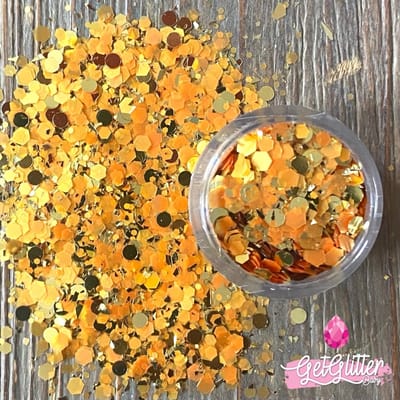 GetGlitterBaby® - Biologische / Biologisch afbreekbare Gouden Chunky Festival Glitters voor Lichaam en Gezicht / Versiering / Biodegradable Face Body Jewels / Koningsdag Kingsday - Oranje / Goud / Gold