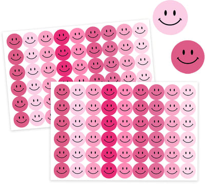 Roze Smiley Stickers - 108 Stuks - Beloningsstickers - Planner Stickers - Knutselstickers