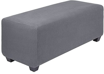 Hoog Rekbare Poefhoes met Elastische Onderkant - Jacquard Stof - Donkergrijs
