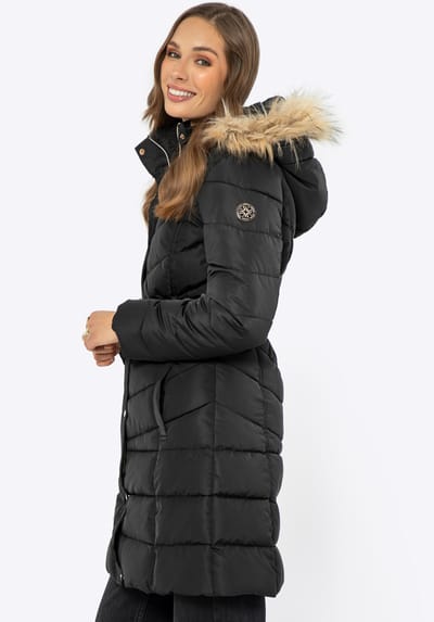 Wittchen Dames Gewatteerde Capuchonjas Zwart Polyester