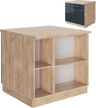 Vicco Fame-Line Keukeneiland – 90 cm met lade, zonder werkblad Donkerblauw hoogglans