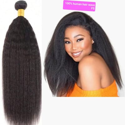 Braziliaanse remy yaki weave - 14 inch kinky steil 100% human hair extensions- 1 stuk- kleur 1b donkerbruine
