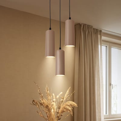 BRILONER Ida - Hanglamp eetkamer - in hoogte verstelbaar - GU10 fitting - beige - woonkamer | slaapkamer | eetkamer lamp