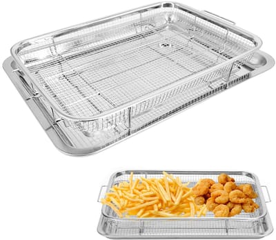 Baking tray met koelingsrooster 29 x 39 x 6 cm, roestvrij staal, ideaal voor bakken, grillen en afkoelen van koekjes, vaatwasserbestendig en minder plakkerig