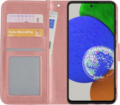 Hoes - Met Pasjeshouder - Geschikt voor Samsung Galaxy A52s 5G - Luxe Bookcase Portemonee - Flip Case - Kunstleer Book Case - Flipcase - Book Cover - Walletcase - PortemonneeHoes - Rosé goud