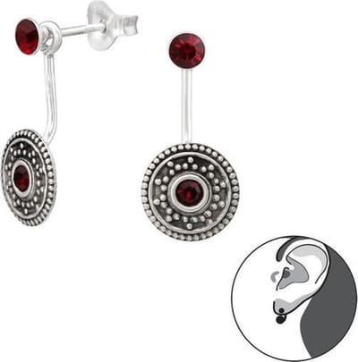 Montebello Oorbellen Berna Red - 925 Zilver Geoxideerd - 9x18mm