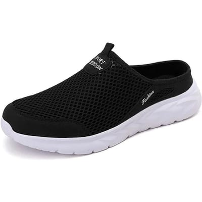 Zomer Heren Slippers Ademende Mesh Pantoffels met EVA Zool Zacht Comfortabel Lichtgewicht Antislip Casual Schoenen voor Heren 46 black