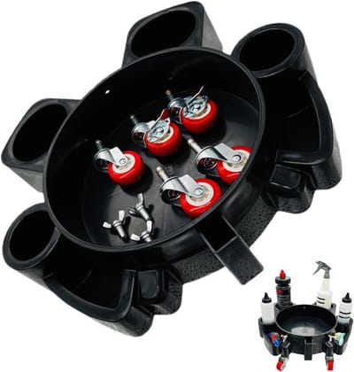 Autowasemmerroller - Emmerwagen Wasemmer - Auto's Reinigen - Met 5 Zwenkwielen - 11 inch Diameter - Zwart