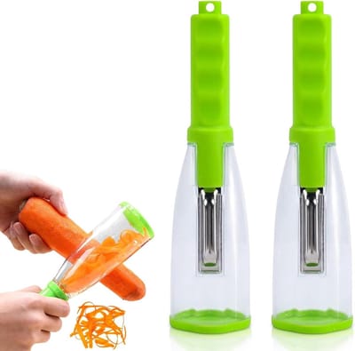 Multifunctionele Groentenschiller met Opbergdoos, 2 Stuks Aardappelschiller en Fruitenschiller voor Wortel en Komkommer